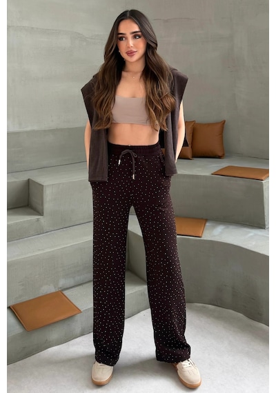Bbbutikbasic Taşlı Modal Pantolon M4737 Kahverengi Bbbutikbasic Taşlı Modal Pantolon M4737 Kahverengi