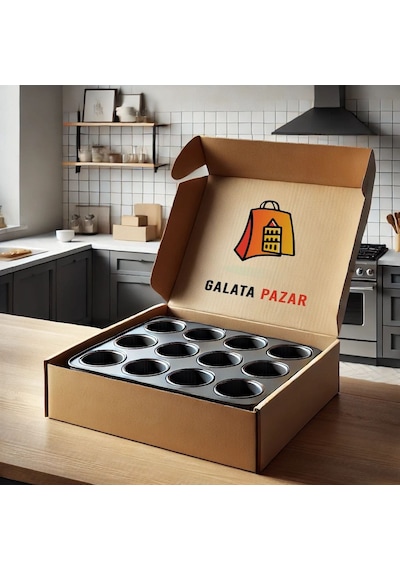 12'li Muffin Cupcake Kalıbı Siyah