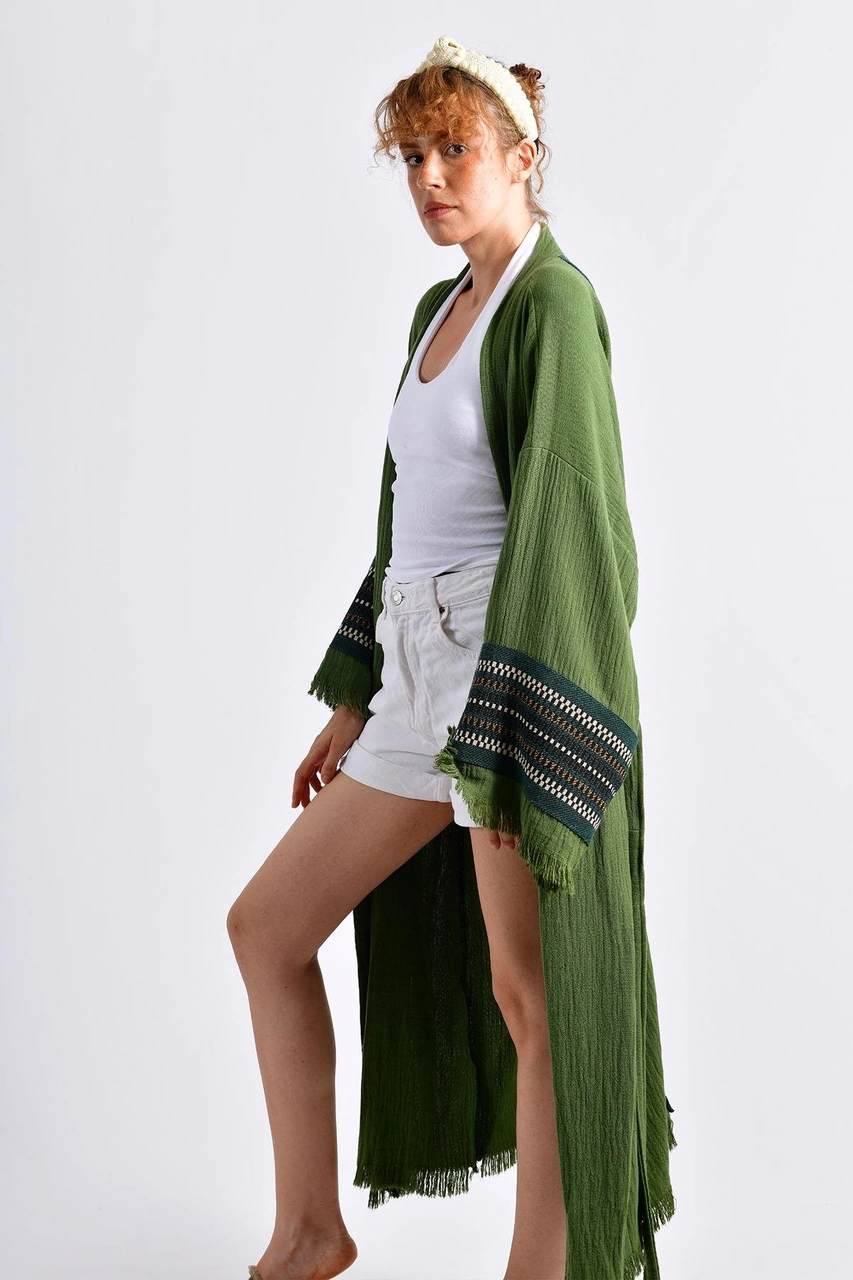 Brandsmithshop Olive Zeytin Yeşili Symbol Nomad Kimono Çok Renkli