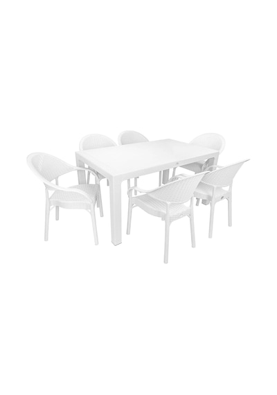 Depootoptan Mandella Elit Rattan 90 x 150 CM Eylül Koltuk Masa Takımı Beyaz