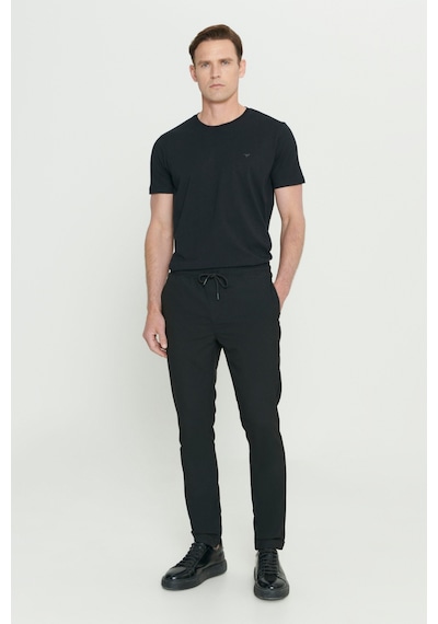Ac&Co / Altınyıldız Classics Slim Fit Dar Kesim Beli Bağlamalı Yan Cepli Erkek Pantolon - Siyah