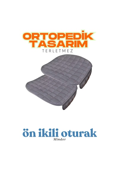 Antrasit Kadife Yüzeyli Ön İkili Araba Oturak Minderi Kaymaz, Evrensel Uyumlu Konforlu Tasarım