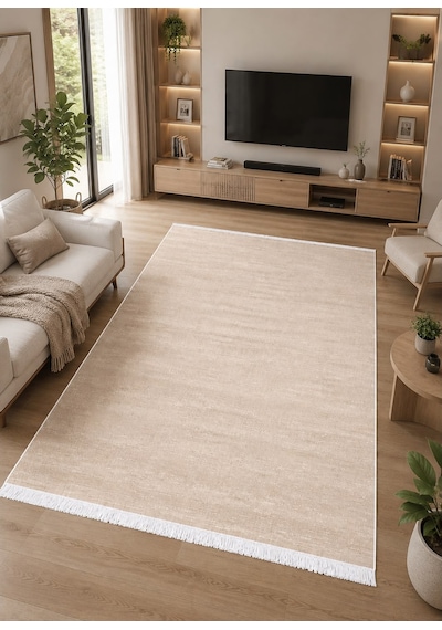 STY Home Krem Dijital Baskı Halı Kaymaz Tabanlı Yıkanabilir Halı Yolluk Salon Halısı645