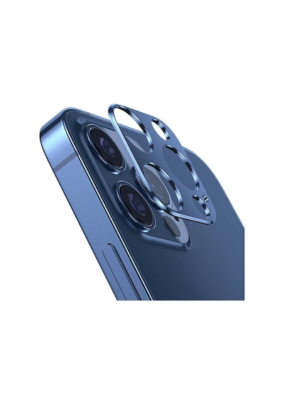 Ally Apple Uyumlu iPhone 12 Pro 3D Metal Kamera Koruyucu Lens Lacivert