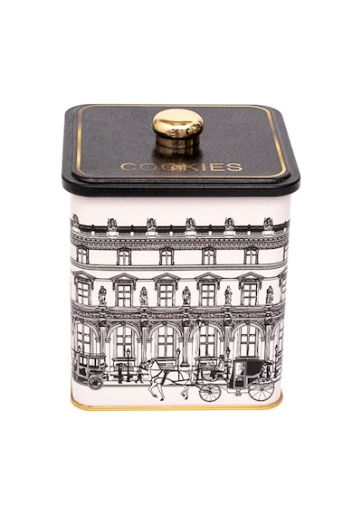 City Cookies Desenli Kare Metal Saklama Kabı 12 x 12 x 13.7 CM 1.8 L Çok Renkli