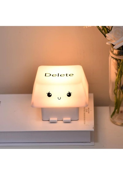 Delete Tuşu Gece Lambası, Led Masa Lambası, Usb Şarjlı, Bej, 9 X 14 Cm Çok Renkli