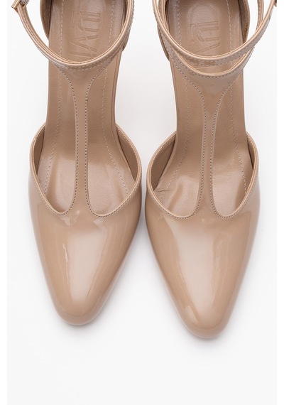 Luvishoes Luvi Shoes Jon Bej Rugan Kadın İnce Topuklu Ayakkabı Bej Rugan Bej