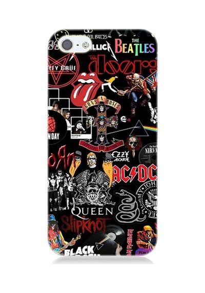 Apple Uyumlu iPhone 5 Metal Müzik Grup Sembolleri Desenli Silikon Kılıf