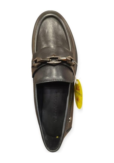 Mammamia D25ka-3800 Kısa Topuk Kadın Loafer Deri Ayakkabı Siyah