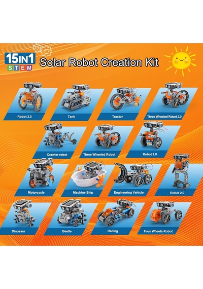 Sillbird 15'i 1 Arada Güneş Enerjili Robot, 8+ Yaş Çocuklar Için Eğitici Stem Oyuncak Akıllı Oyuncaklar