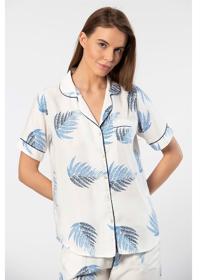 Türen Kadın 3604/ekru Desenli Kısa Kol Dokuma Pijama Takımı 001
