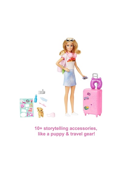 Barbie Seyahatte Bebeği Ve Aksesuarları Barbie Bebek Ve Aksesuarları, Yavru Köpeğiyle Seyahat Seti Hjy18 Genel