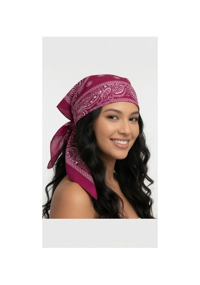 Mollycrush Unisex Pembe Şal Desenli Bandana Günlük Saç Aksesuarı, Boyunluk Ve Outdoor Fular Pembe