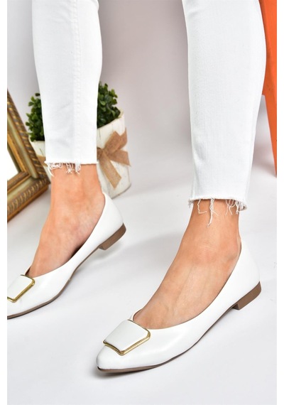 Fox Shoes P726776309 Beyaz Toka Aksesuarlı Kadın Babet Beyaz Fox Shoes P726776309 Beyaz Toka Aksesuarlı Kadın Babet Beyaz