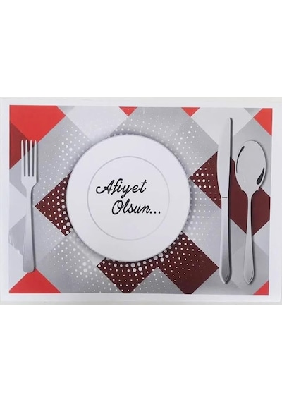 Kağıdı Afiyet Olsun Baskılı Beyaz Masa Örtüsü - 29 X 40 Cm. - 100 Adetlik Paket Genel