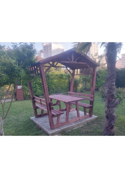 Ahşap Gölgelik Kamelya Pergola P5 Maun