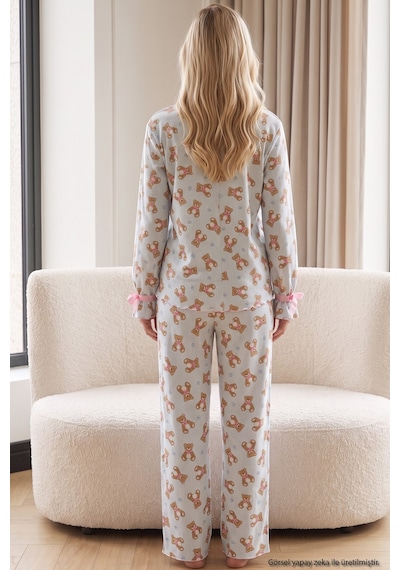 Siyah İnci Desenli Bürümcük-krınkıl Kurdele Detaylı Düğmeli Hırka Pijama Takım 26223921 Yeşil Ayıcık Siyah İnci Desenli Bürümcük-krınkıl Kurdele Detaylı Düğmeli Hırka Pijama Takım 26223921 Yeşil Ayıcık