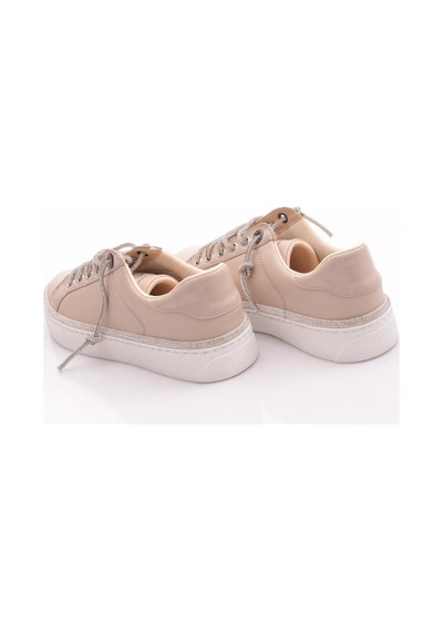 Dgn 2475 Kadin Taş İp Bağcikli Sneaker Ayakkabi Ekru Bej
