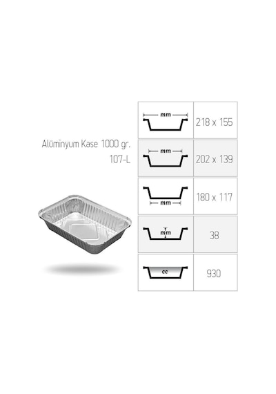 Alüminyum Kase 1000 Gr 100 Adet