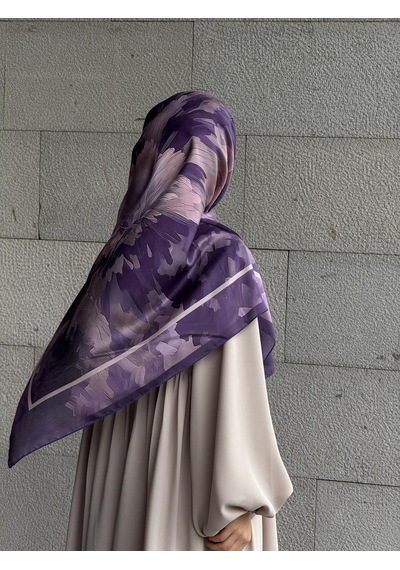 Qalortex Scarf Pamuklu Soft Luna Desen Eşarp-lila
