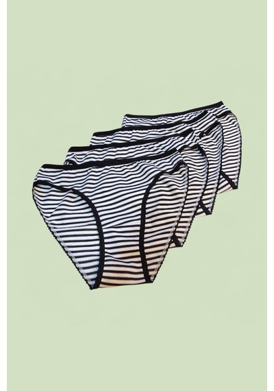 Papatay 7423 Kadın Standart Normal Bel Yumuşak Kumaşlı Hava Alabilen Çizgi Desenli 4'lü Paket Bikini Külot Siyah Siyah Papatay 7423 Kadın Standart Normal Bel Yumuşak Kumaşlı Hava Alabilen Çizgi Desenli 4'lü Paket Bikini Külot Siyah Siyah