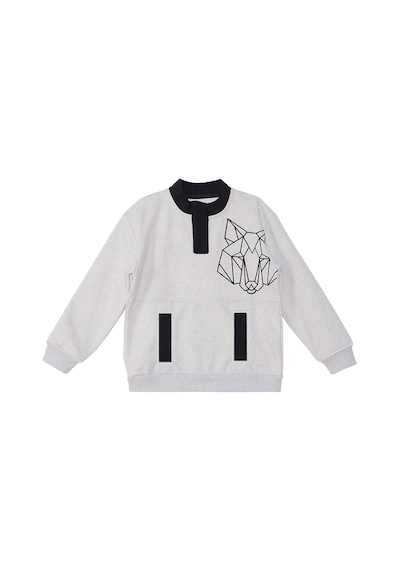Kurt Erkek Çocuk Gri Kanguru Cepli Sweatshirt
