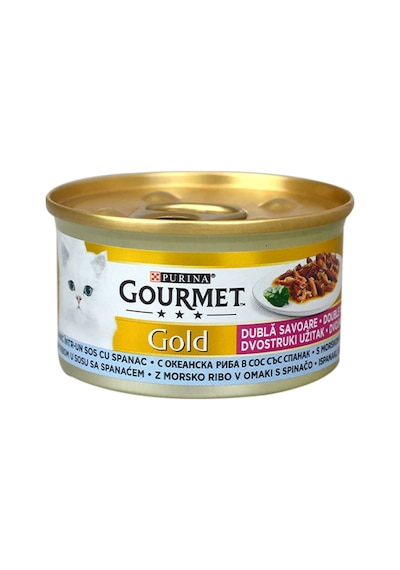 Gourmet Çifte Lezzet Ispanaklı Okyanus Balıklı Yetişkin Kedi Konserve 85 Gr