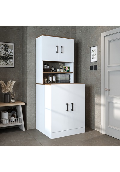 Çamaşır-kurutma Makinesi Dolabı Kapaklı Banyo Dolabı.51 Mat Beyaz - Atlantik Çamaşır-kurutma Makinesi Dolabı Kapaklı Banyo Dolabı.51 Mat Beyaz - Atlantik