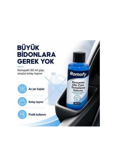 Konsantre Oto Cam Suyu Pratik Tek Kullanımlık Silecek Suyu 50ml