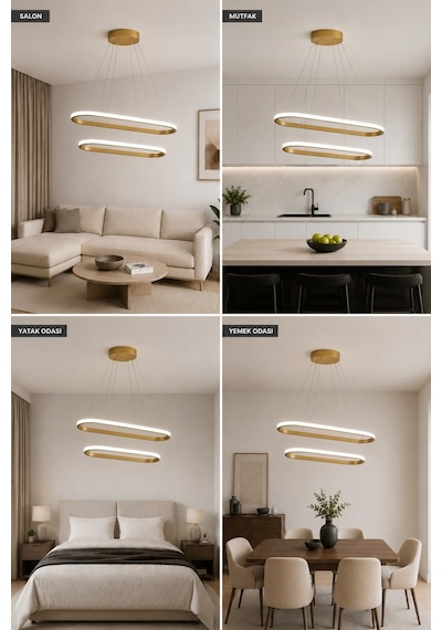 AvizeGO Elipso 2'li Led Sarkıt Avize Beyaz Işık Eskitme