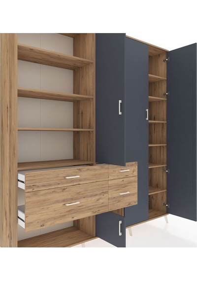 Hyperion Dolap 14 Raflı 4 Çekmeceli 4 Kapaklı 220x44x243 Çam-antrasit/çam Antrasıt/atlas Çam Hyperion Dolap 14 Raflı 4 Çekmeceli 4 Kapaklı 220x44x243 Çam-antrasit/çam Antrasıt/atlas Çam