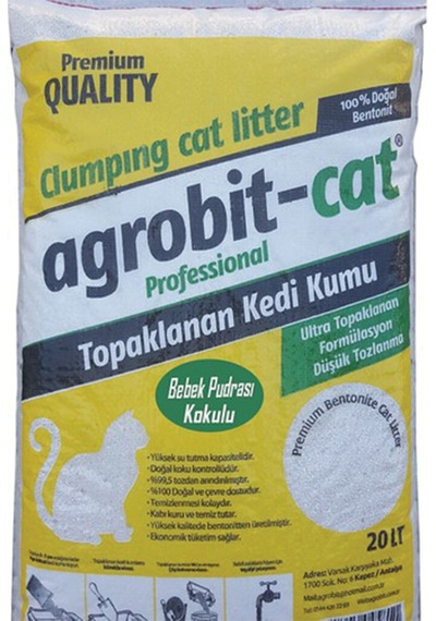 Agrobit Cat Bebek Pudrası Kokulu Doğal Bentonit Kedi Kumu 20 L