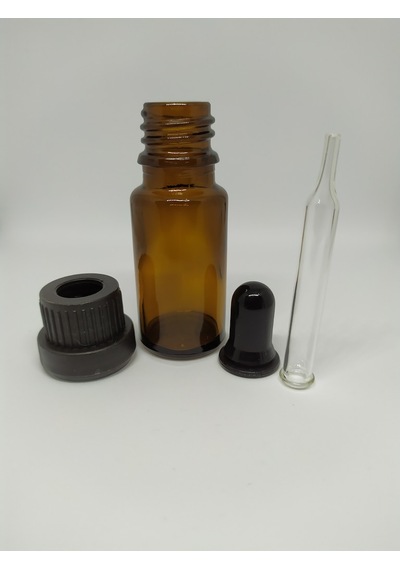 10Ml Cam Amber Şişe İnce Cam Damlalıklı Kırılır Kapak(10 Adet)