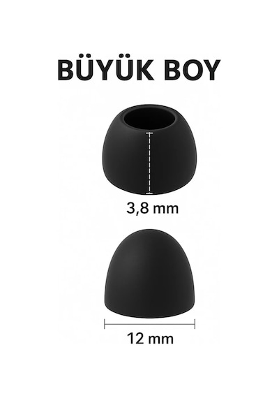 1 Çift 2 Adet Kulaklık Silikonu Samsung Uyumlu Büyük 12mm Siyah