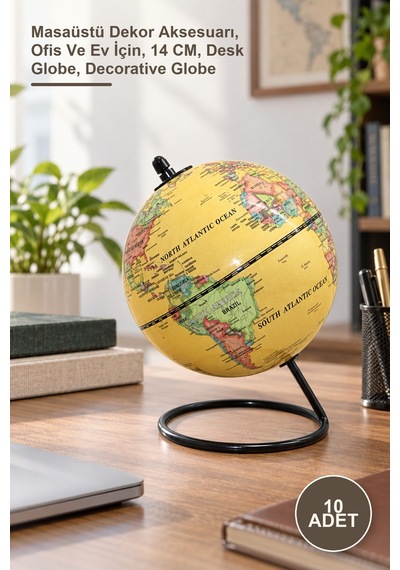 10 Adet Dekoratif Masa Üstü Dünya Küre Masaüstü Dekor Aksesuarı, Ofis Ve Ev İçin, 14 Cm, Desk Globe, Decorative Globe 1