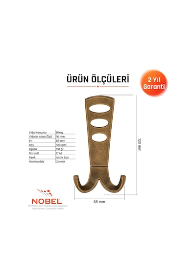 Seylan Portmanto Askısı, Metal Vestiyer Askısı, Anti K Sari, Duvar Ve Dolap Askılığı 5'li Set Vidalı