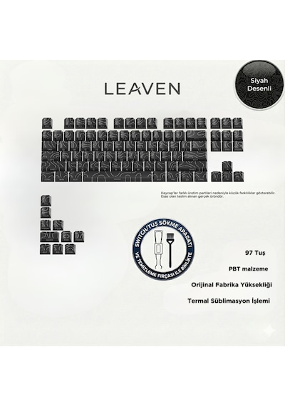 Mekanik Klavye Tuş Takımı-pbt Çift Baskı Keycap Seti- Çizgi Desenli 97 Tuşlu -siyah Tuş Takımı