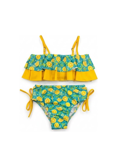 Miniğimin Cicileri Limon Desenli Fırfırlı Kız Çocuk Bikini Ta... Sarı