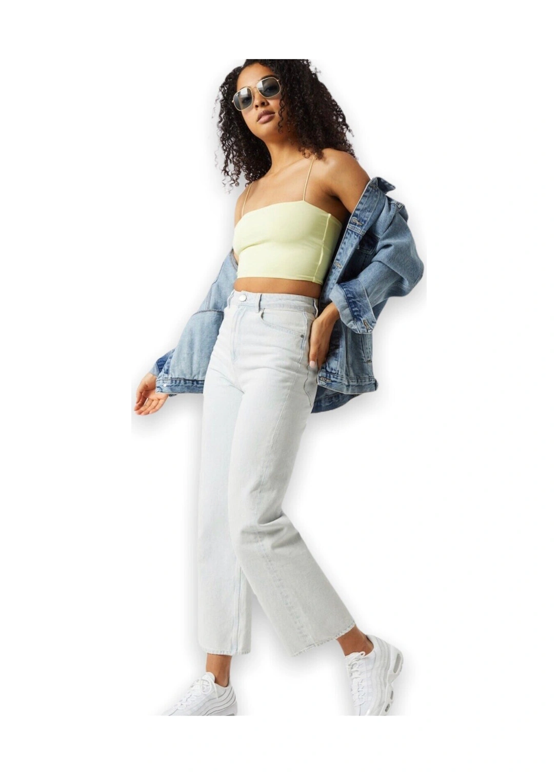 Mamayaga Kadın Askılı Şık Croptop Bluz Açık Sarı
