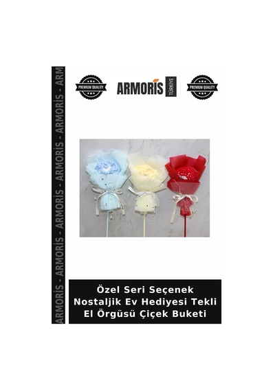Özel Seri Seçenek Nostaljik Ev Hediyesi Tekli El Örgüsü Çiçek Buketi Çok Renkli