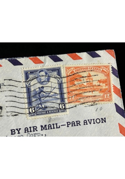Uçak Postası Air Mail 1948 Yılından Georgetown British Guiana'dan Usa Amerika'ya Postalanmış 6 Ve 12 Cent Pullu Zarf
