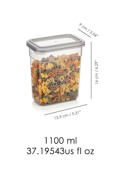 12'li Etiketli Erzak Saklama Kabı Seti - Sızdırmaz Kapaklı Bakliyat Saklama Kutusu - 12 X 1100 Ml Antrasit