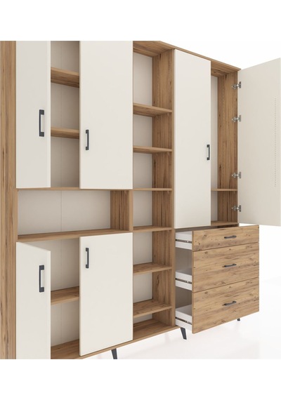 Arges Dolap 13 Raflı 3 Çekmeceli 6 Kapaklı 220x30x243 Çam-aytaşı/çam Aytası/atlas Çam Arges Dolap 13 Raflı 3 Çekmeceli 6 Kapaklı 220x30x243 Çam-aytaşı/çam Aytası/atlas Çam