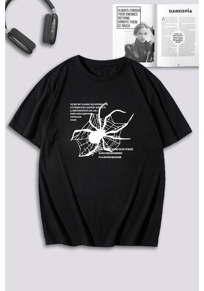 Unisex Kadın Erkek The Best Spider Özel Tasarım Baskılı Oversize T-shirt Siyah Mck0080 Siyah
