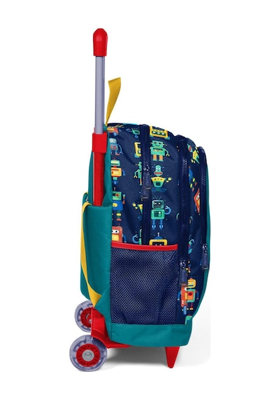 Coral High Kids Lacivert Civit Robot Desenli Üç Bölmeli Işıklı Tekerli Sırt Çantası 23380