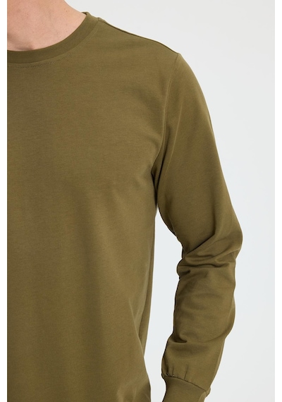 Tudors Erkek Relax Fit Rahat Kesim %100 Pamuk 2 İplik Bisiklet Yaka Haki Sweatshirt-41520 Haki