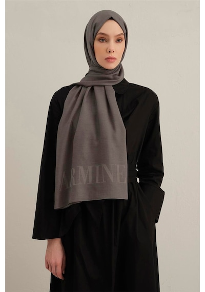Armine Logo Drop Pamuk İpek Şal 2 Gri