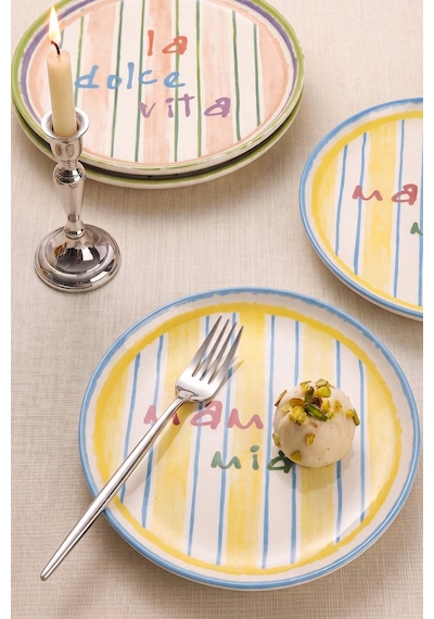Mama Mia & La Dolce Vita Nordic 4'lü Pasta Tabağı 22 Cm Çok Renkli