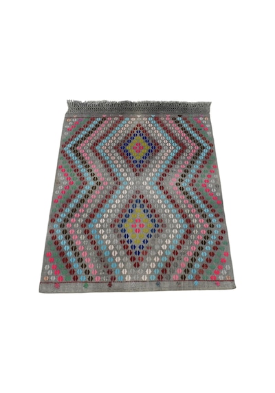 Kilim Antik El Dokuma Çumra Yörük Pamuklu Yün Kilimi 0151 - Yeni - Çok Renkli