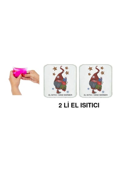 2 Adet Yıldızlı Noel Cücesi Cep Sobası,el Isıtıcı,sıcak Su Torbası Pvc 10x9,5cm Beyaz